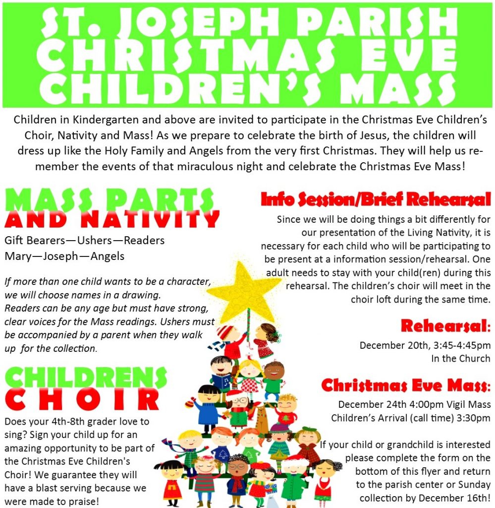 Childrens Choir Christmas Eve Mass Flyer St Joseph Catholic Church